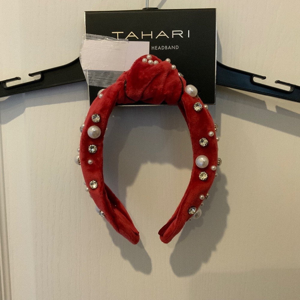 Bejeweled Red Velvet Headband For Holidays NEW